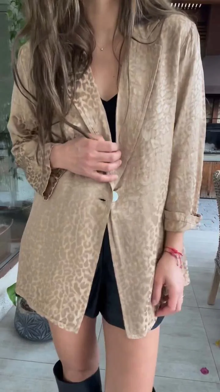 Women's Casual Leopard Print Long Sleeve Cardigan